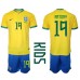 Billige Brasilien Antony #19 Børnetøj Hjemmebanetrøje til baby VM 2022 Kortærmet (+ korte bukser)